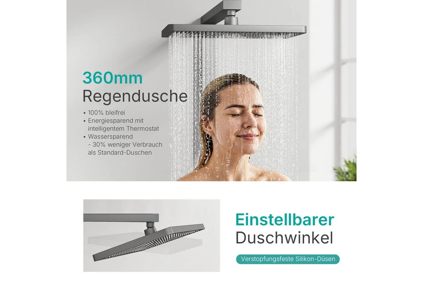 EMKE Duschsystem mit Thermostat und Bluetooth Anthrazit Matt - Bild 4