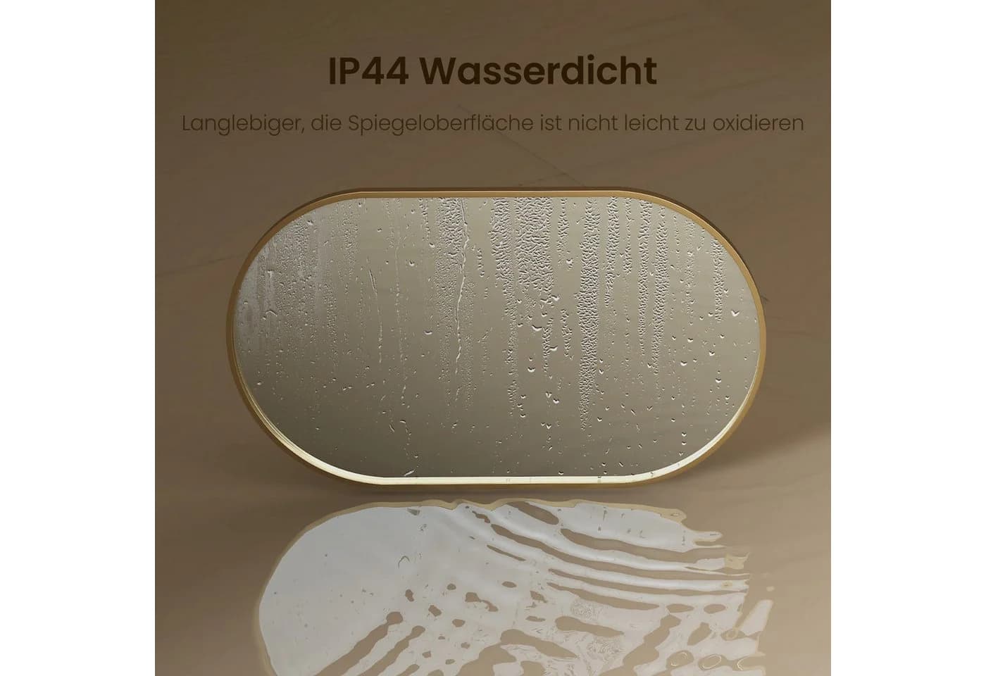 EMKE Ovaler Badezimmerspiegel Goldener Rahmen Wandspiegel - Bild 5