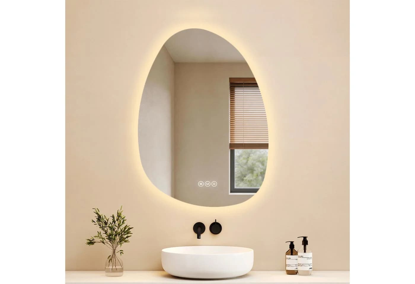 EMKE LED Badspiegel Asymmetrisch Touch Dimmbar Antibeschlag IP44 - Bild 2