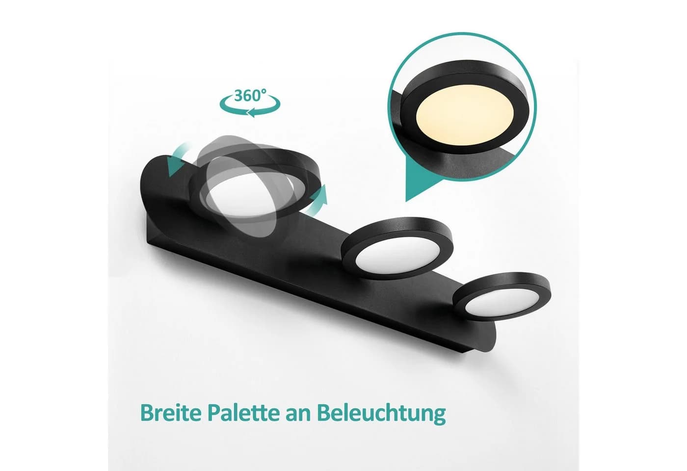 EMKE LED Wandleuchte 3-flammig Schwarz Mattiert 4000K Neutralweiß - Bild 4