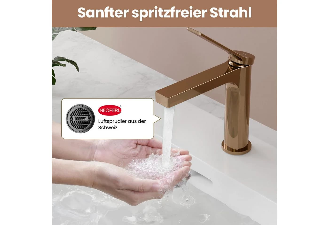 EMKE Waschtischarmatur Einhebel Badezimmer Mischbatterie Chrom/Rose Gold/Weiß