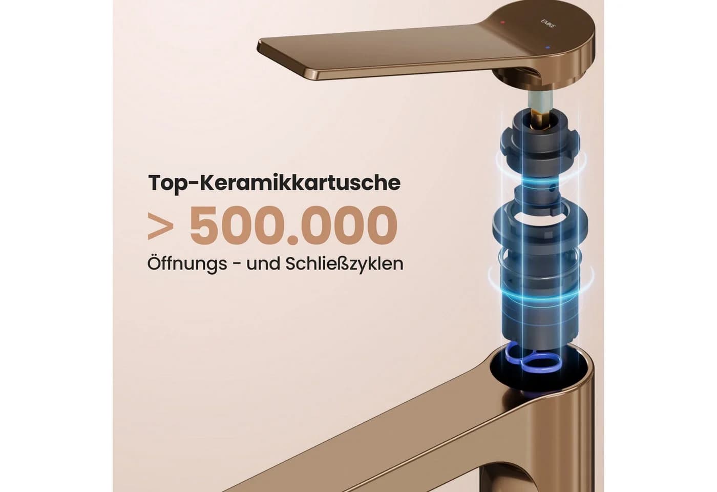 EMKE Waschtischarmatur Einhebel Mischbatterie Modern Chrom Gold Schwarz Weiß - Bild 4