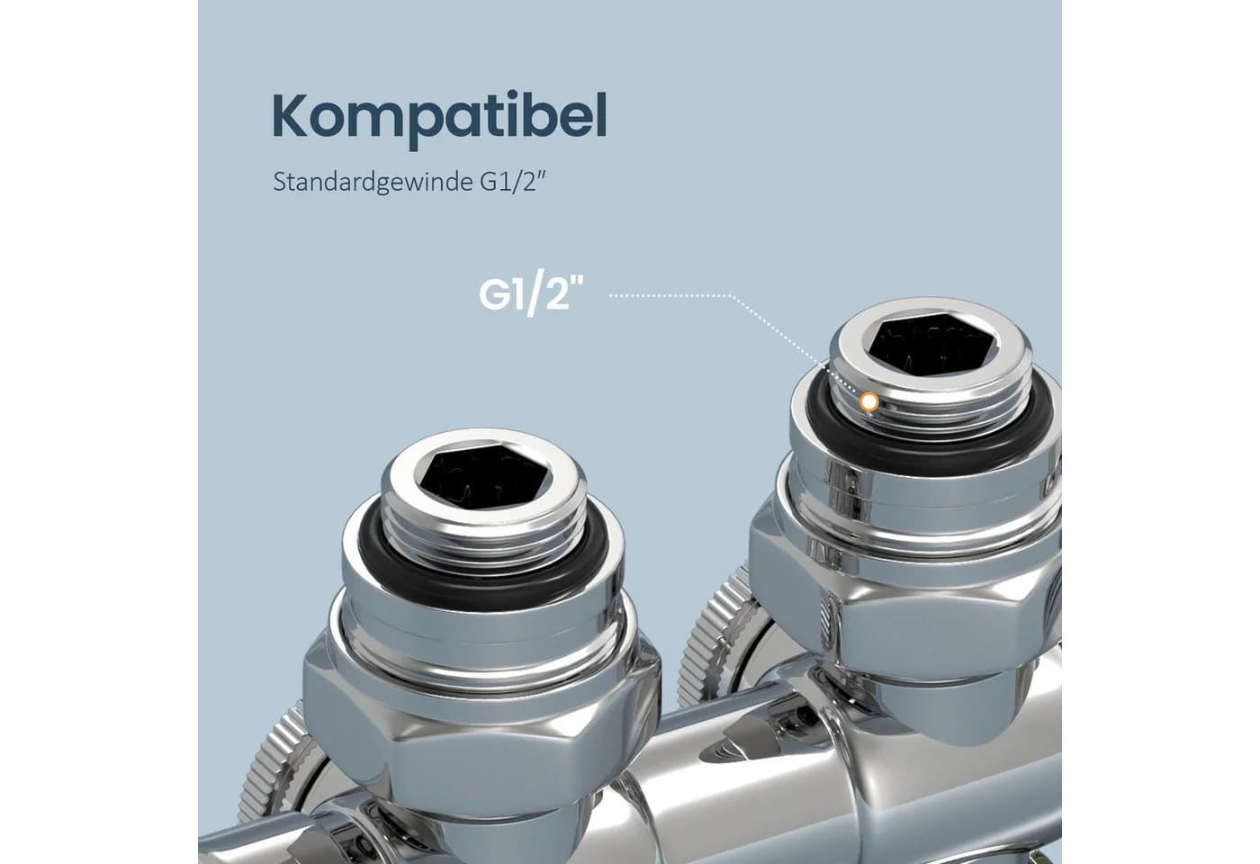 EMKE Heizkörperthermostat Multiblock Set für Heizkörper Anschlussarmatur Ventil mit Thermostat - Bild 3