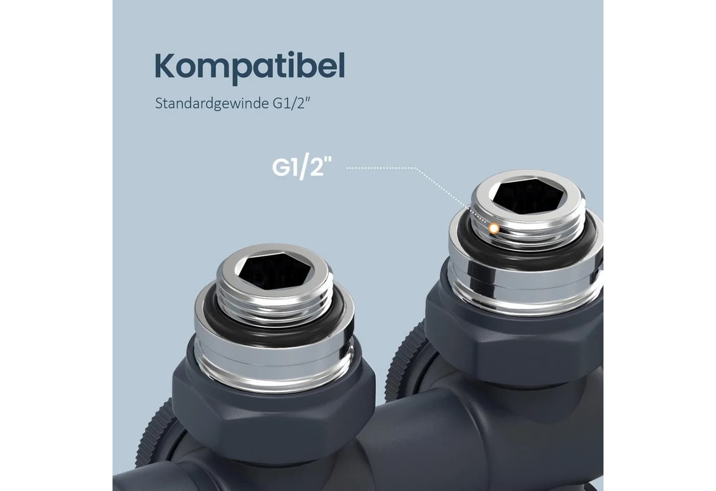 EMKE Heizkörperthermostat Multiblock Set Messing Chrom Anthrazit Weiß - Bild 3