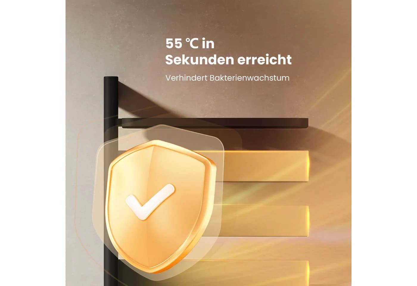 EMKE Elektrischer Handtuchwärmer mit Thermostat, WiFi & Sprachsteuerung, Schwarz - Bild 4