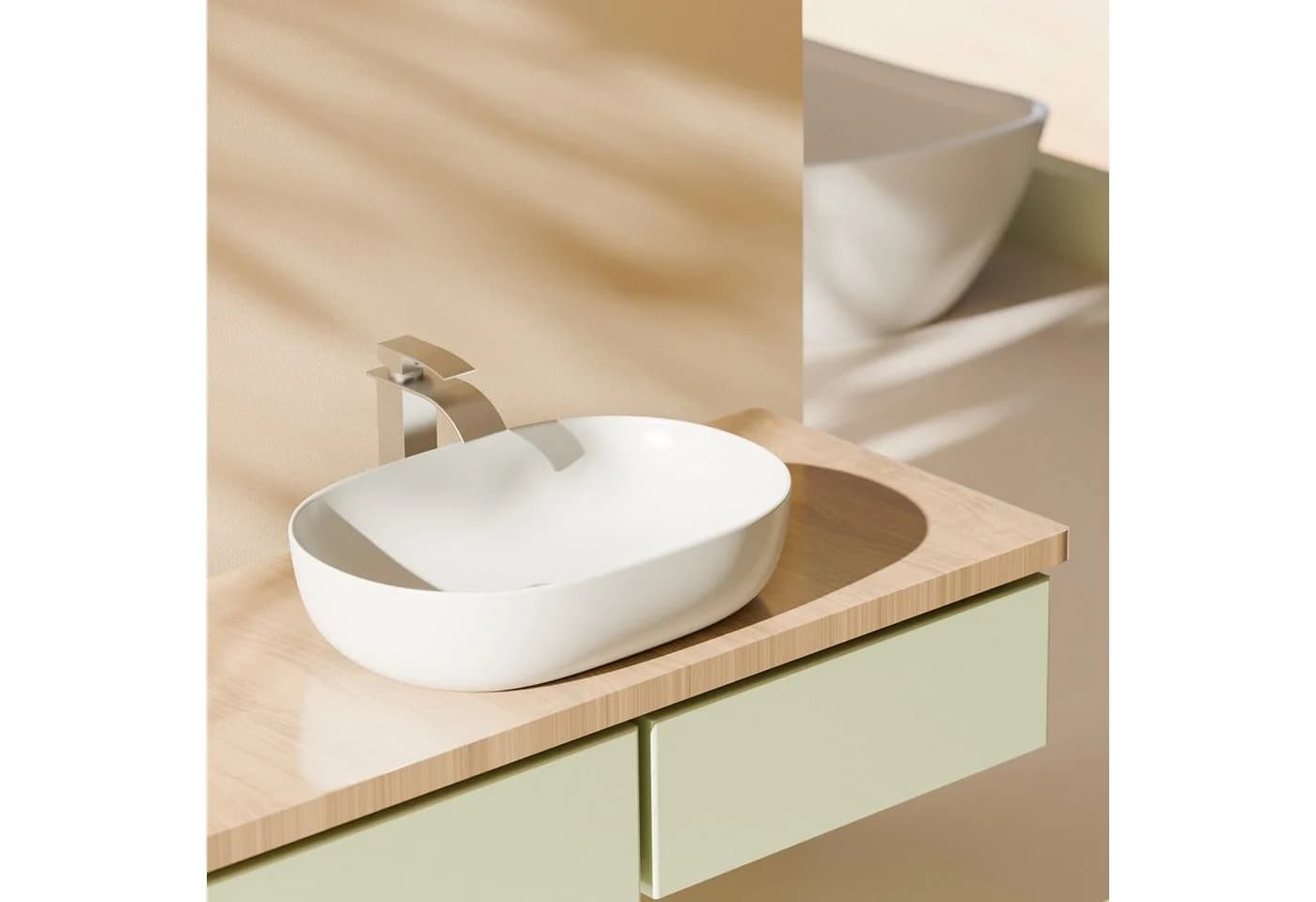EMKE Aufsatzwaschbecken Oval Keramik Weiß/Schwarz Modern - Bild 2