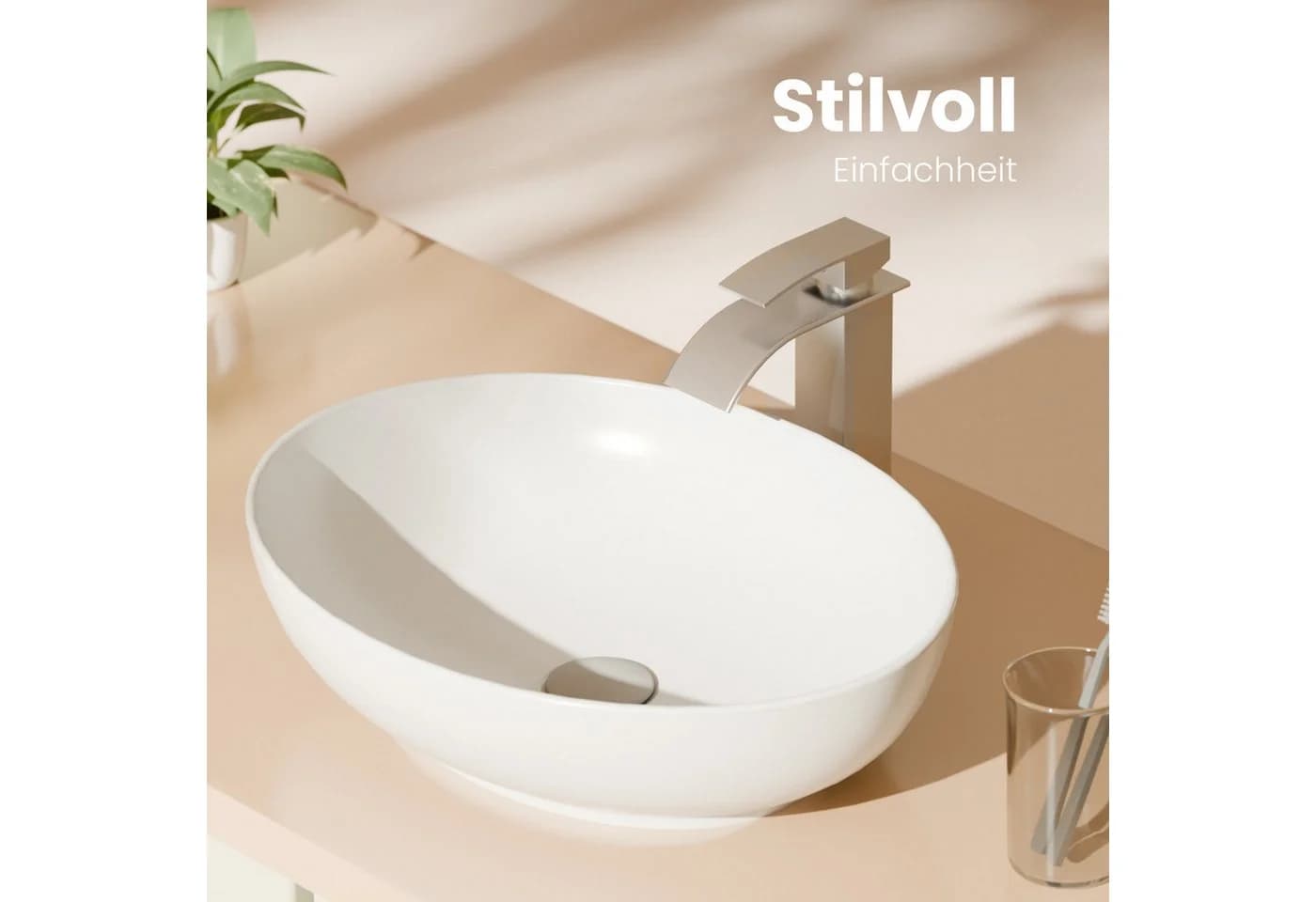 EMKE Aufsatzwaschbecken Oval Glänzend Weiß Keramik