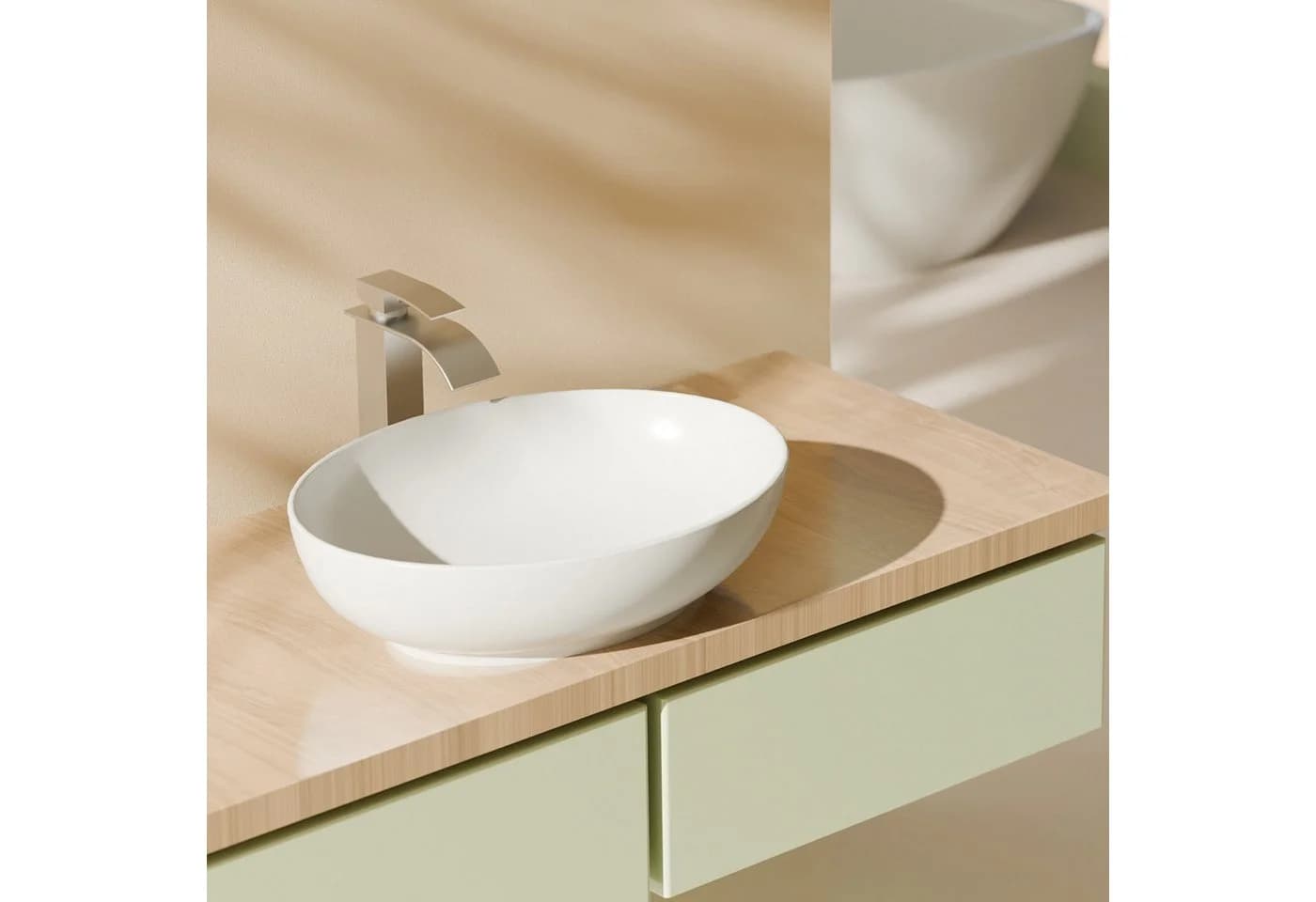 EMKE Aufsatzwaschbecken Oval Glänzend Weiß Keramik - Bild 2