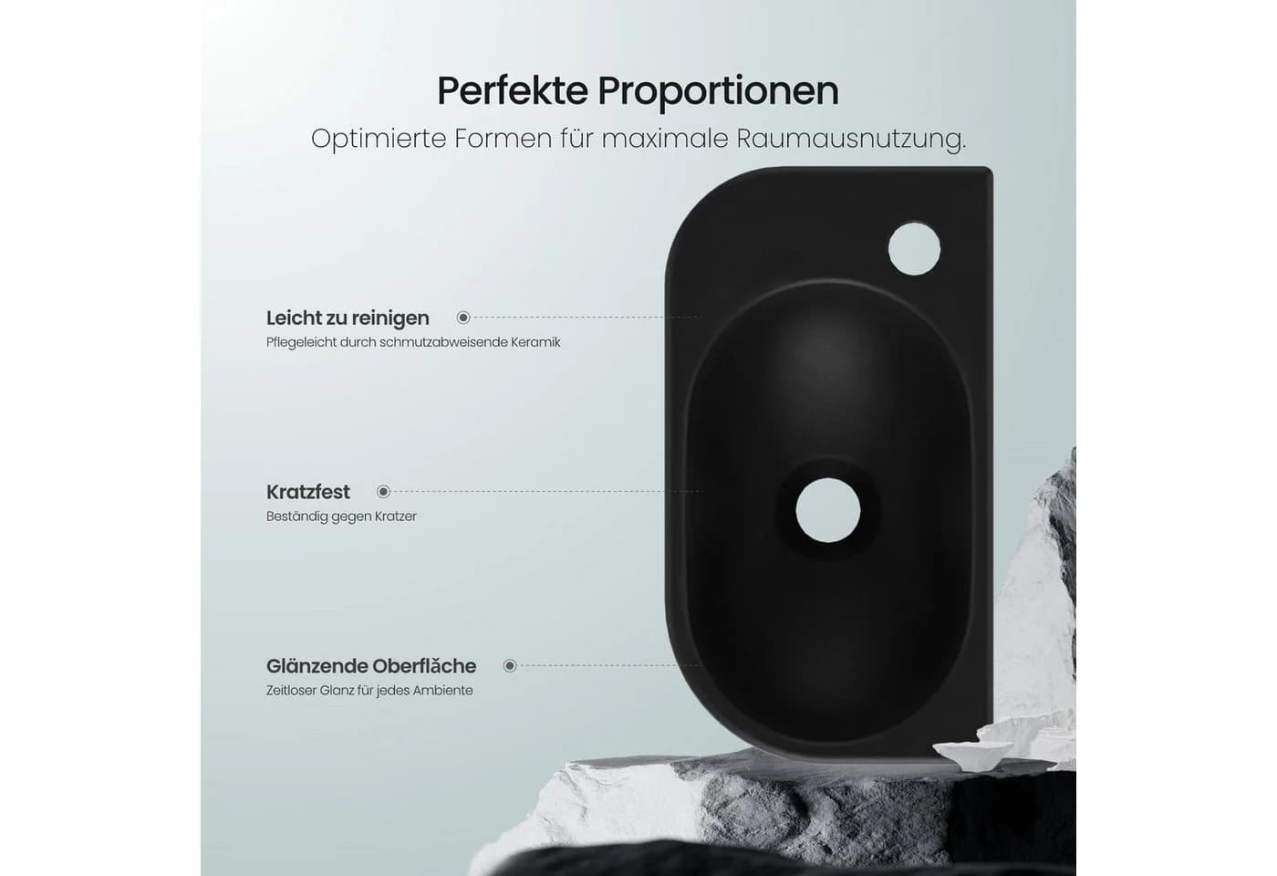 EMKE Aufsatzwaschbecken Keramik Schwarz - Bild 5
