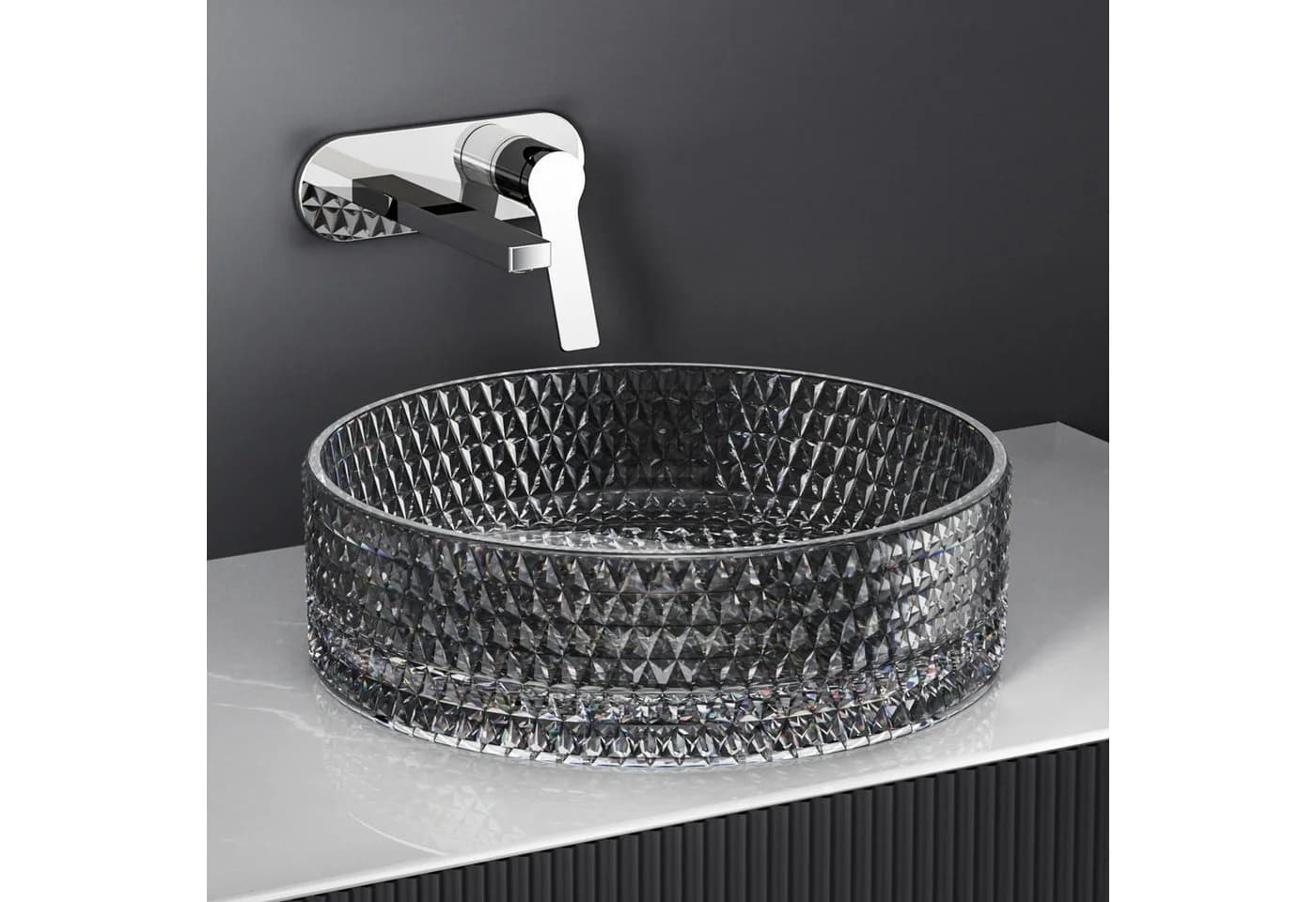 EMKE Aufsatzwaschbecken Oval 36 cm gehärtetes Glas - Bild 2