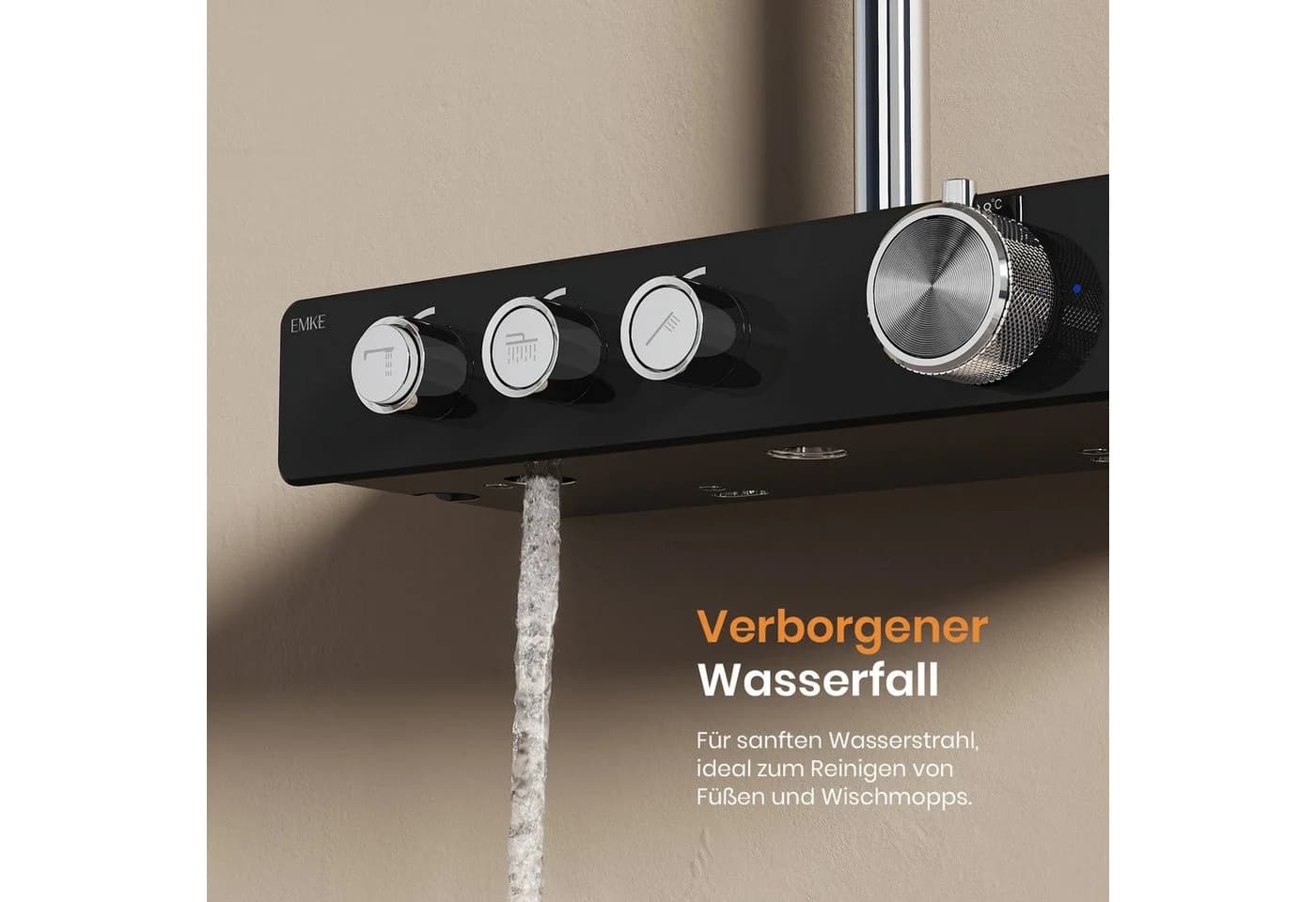 EMKE Duschsystem Thermostat Regendusche Set Chrom - Bild 3