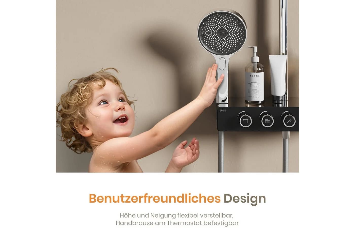 EMKE Duschsystem Thermostat Regendusche Set Chrom - Bild 4