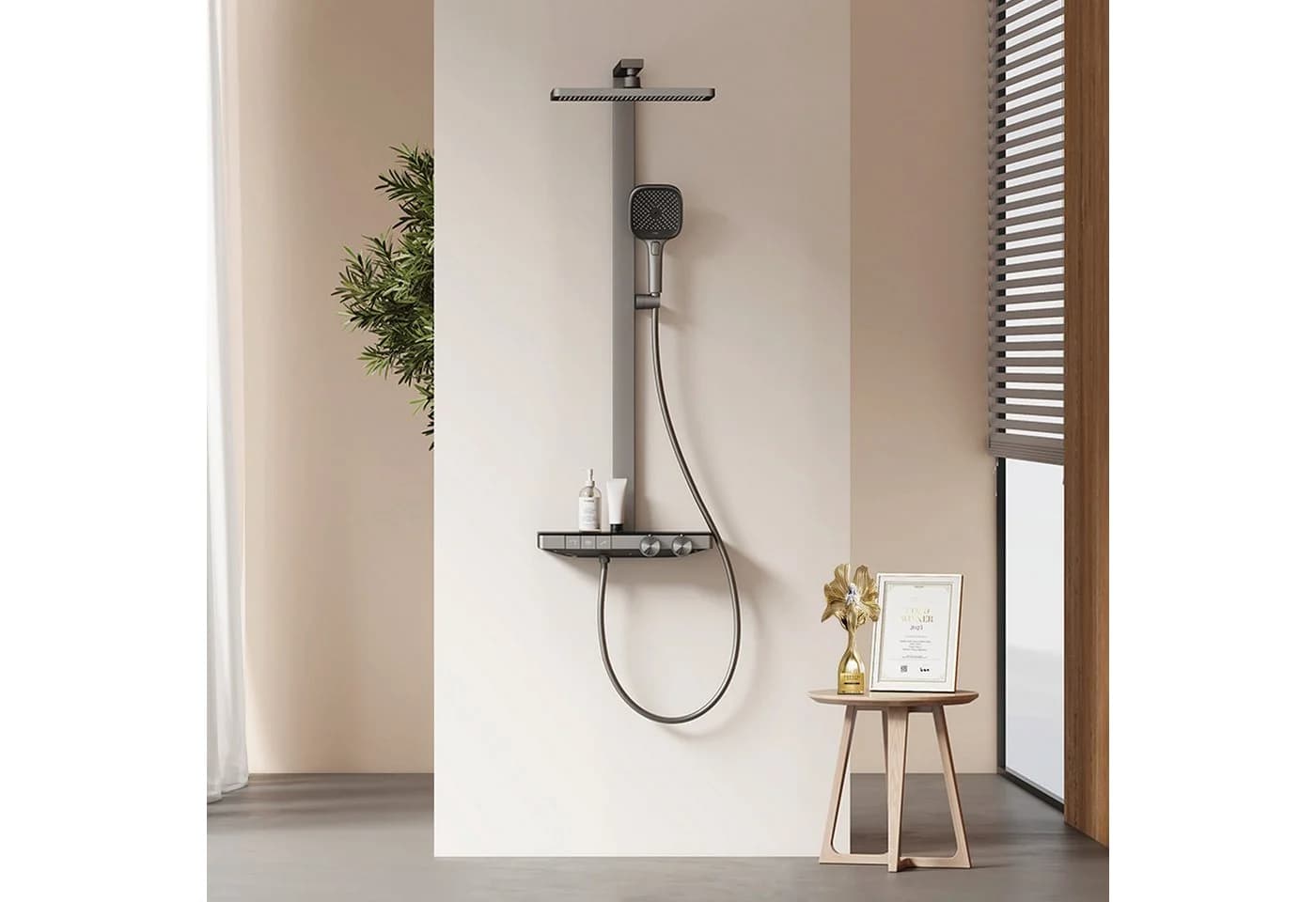 EMKE Duschsäule Thermostat Messing Regendusche Handbrause - Bild 2