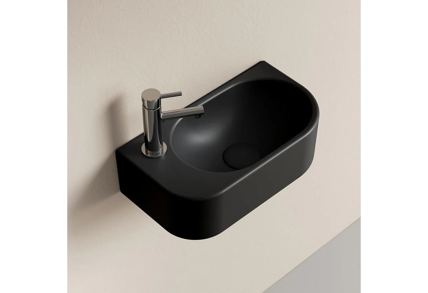 EMKE Aufsatzwaschbecken Hängewaschbecken Keramik Schwarz - Bild 2
