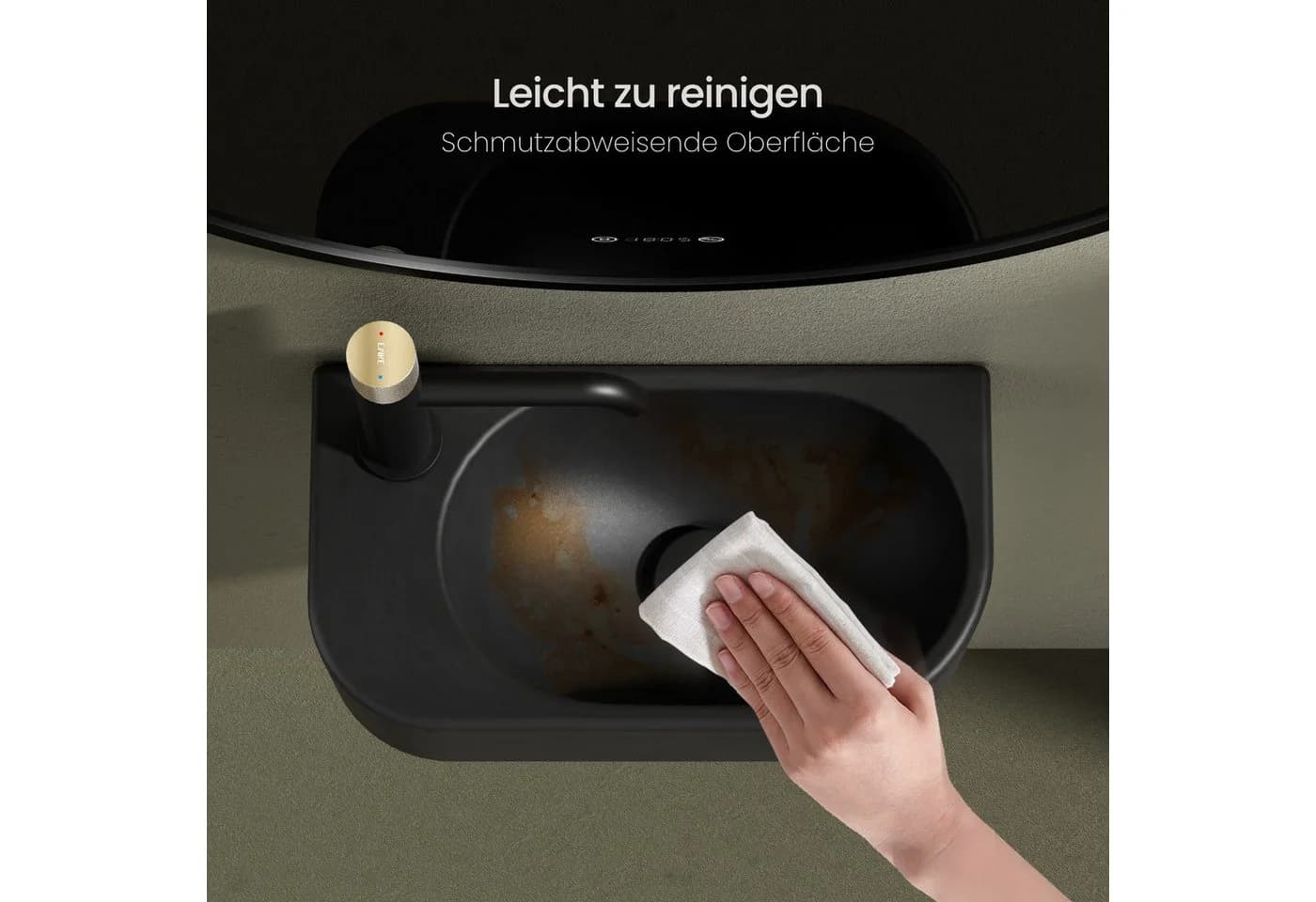 EMKE Aufsatzwaschbecken Hängewaschbecken Keramik Schwarz - Bild 3