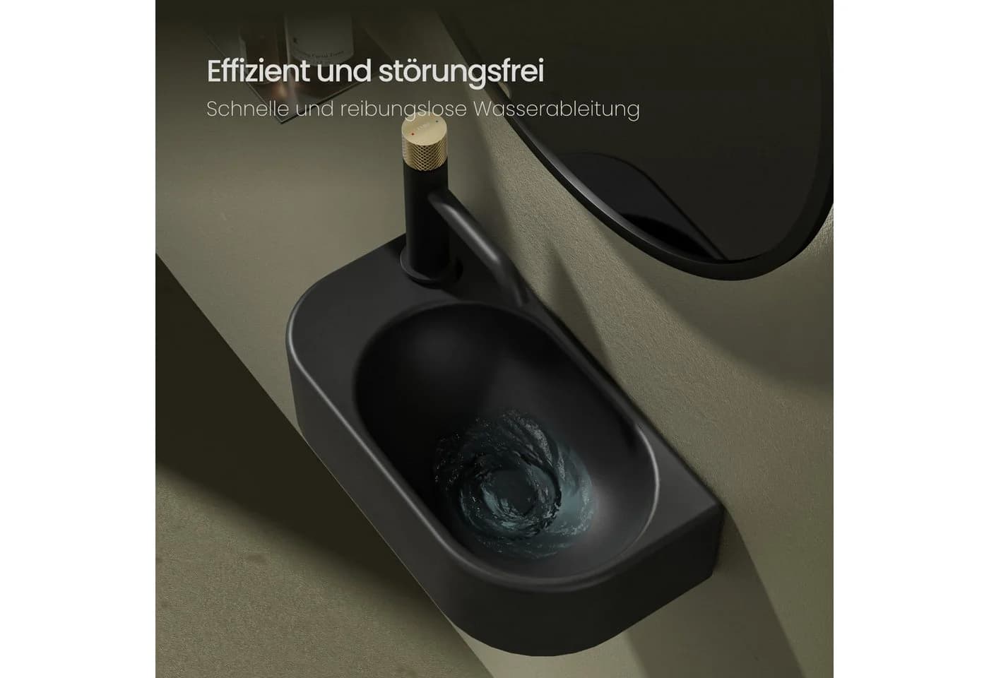 EMKE Aufsatzwaschbecken Hängewaschbecken Keramik Schwarz - Bild 5