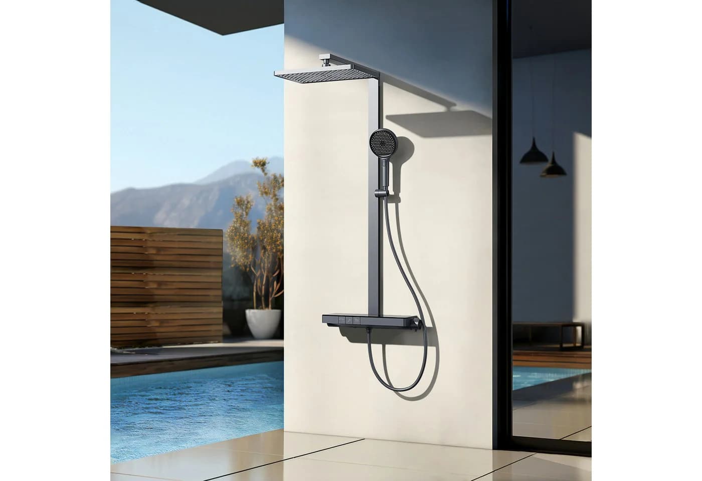 EMKE Duschsystem mit Thermostat, Regendusche und Glasablage - Bild 2