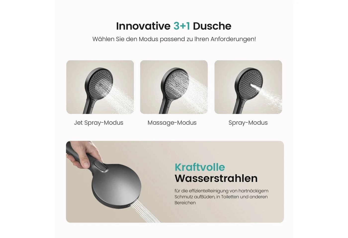 EMKE Duschsystem mit Thermostat, Regendusche und Glasablage - Bild 4