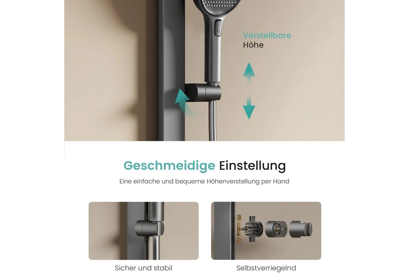 EMKE Duschsystem mit Thermostat, Regendusche und Glasablage - Bild 5