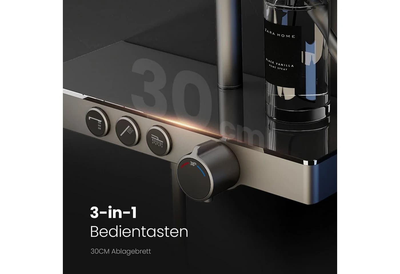 EMKE Duschsystem mit Thermostat 38°C Edelstahl Regendusche - Bild 4