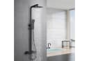 MEYKOERS Duschsäule mit Thermostat, Regendusche & Handbrause, Mattschwarz Bild 2