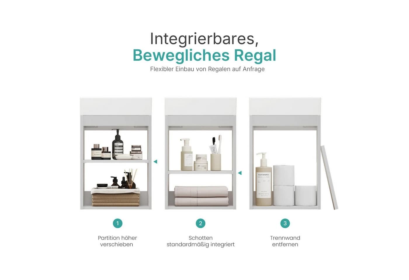 EMKE Waschtisch Kompakter Badschrank mit Waschbecken Set Weiß