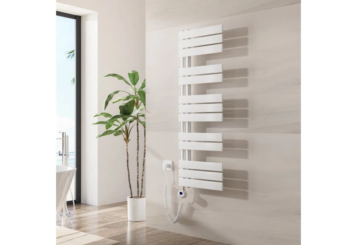 Heilmetz Elektrischer Badheizkörper 117,6 x 40 cm 600W WLAN Weiß - Bild 2