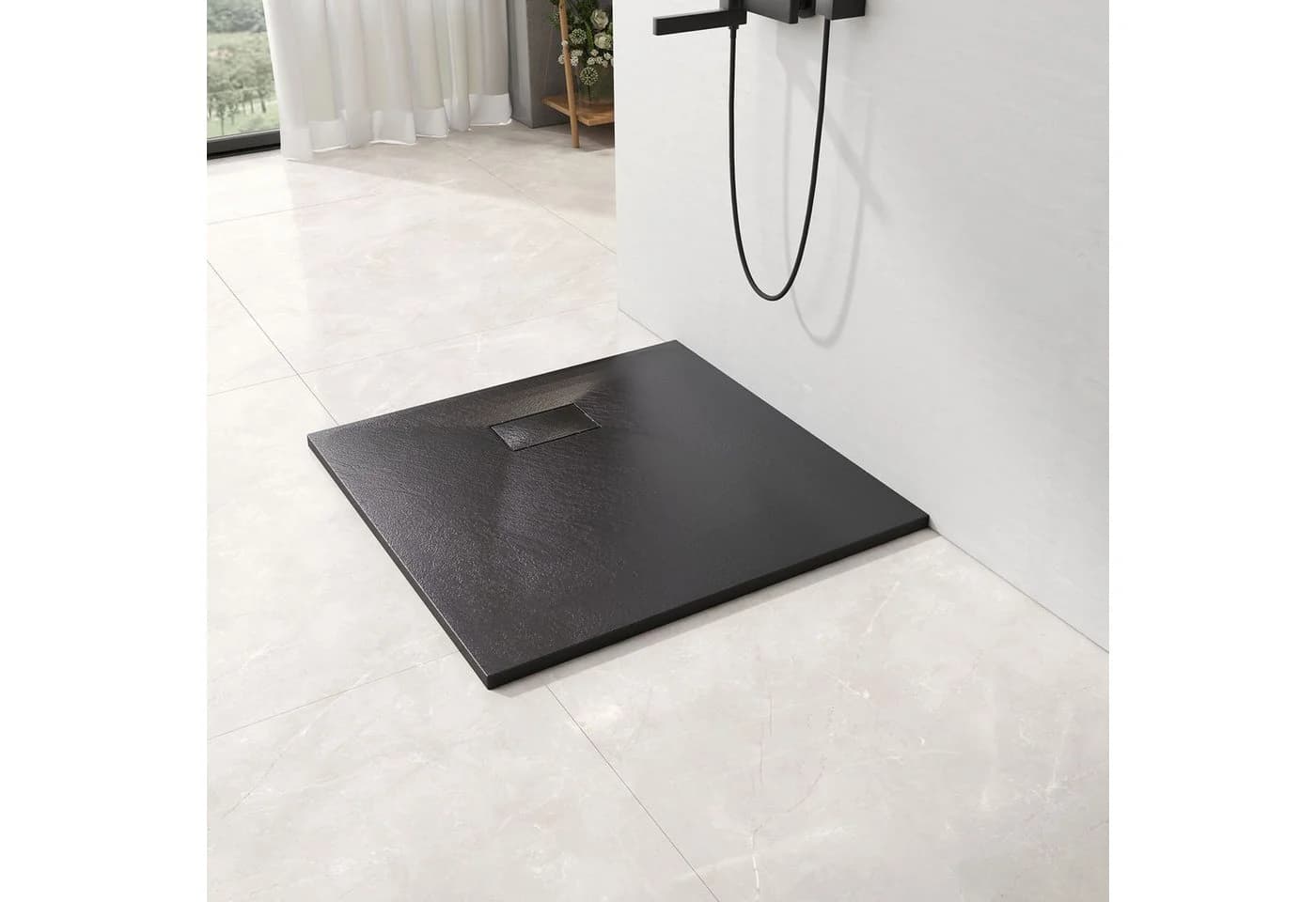 EMKE Duschwanne 90x90 cm Schwarz SMC Anti-Rutsch - Bild 2