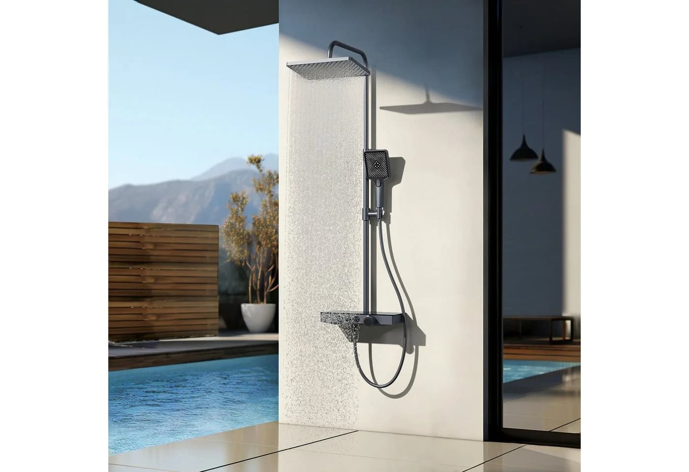 EMKE Duschsystem mit Thermostat Regendusche Schwarz