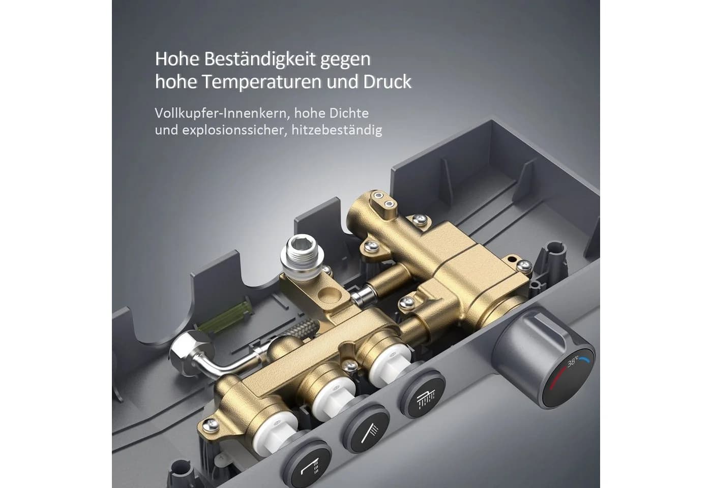 EMKE Duschsystem mit Thermostat Regendusche Schwarz - Bild 5