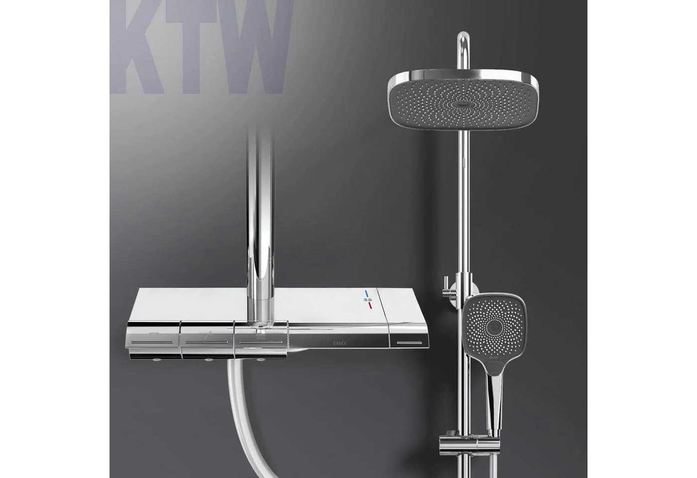 EMKE Duschsystem Thermostat Duschset mit Regendusche Chrom - Bild 2