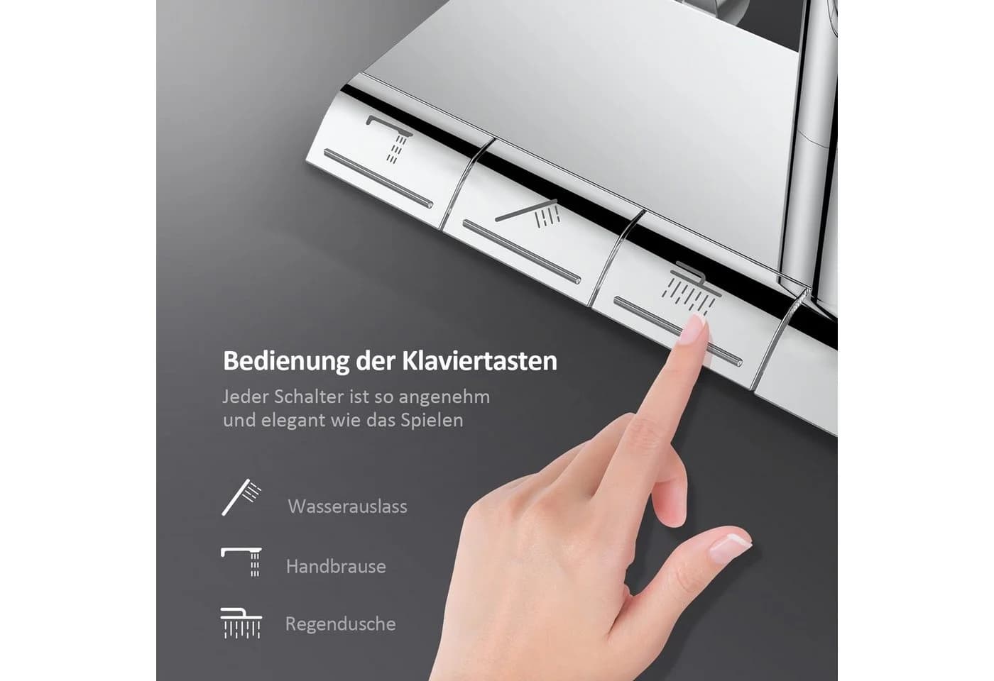 EMKE Duschsystem Thermostat Duschset mit Regendusche Chrom - Bild 3