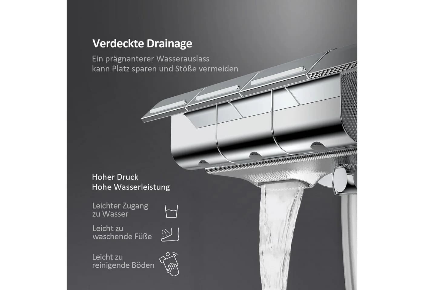 EMKE Duschsystem Thermostat Duschset mit Regendusche Chrom - Bild 5