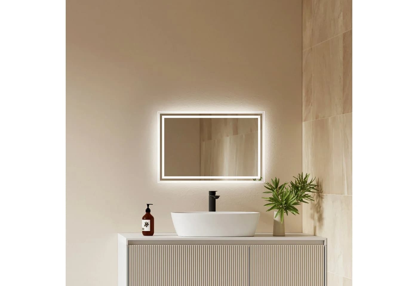 EMKE LED Badspiegel mit Touch-Schalter und Anti-Beschlag IP44