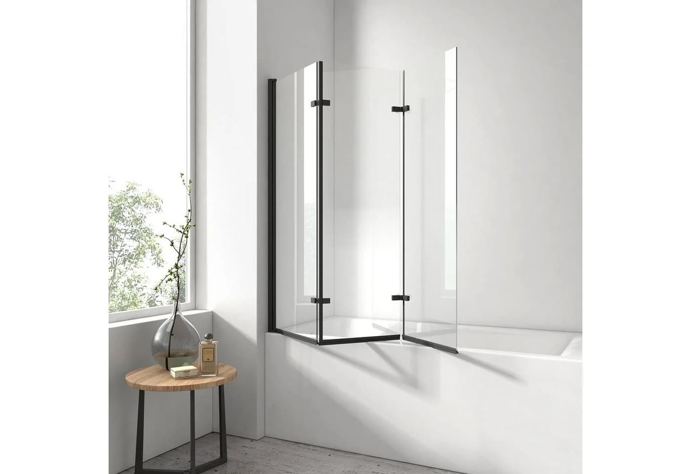 EMKE Badewannenfaltwand 3-teilig Nano Glas Duschwand - Bild 2