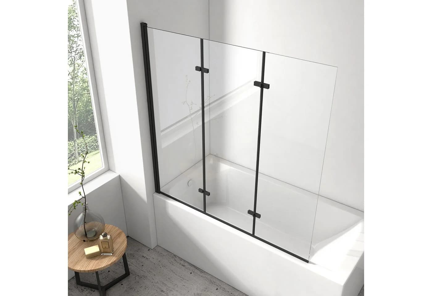 EMKE Badewannenfaltwand 3-teilig Nano Glas Duschwand - Bild 5
