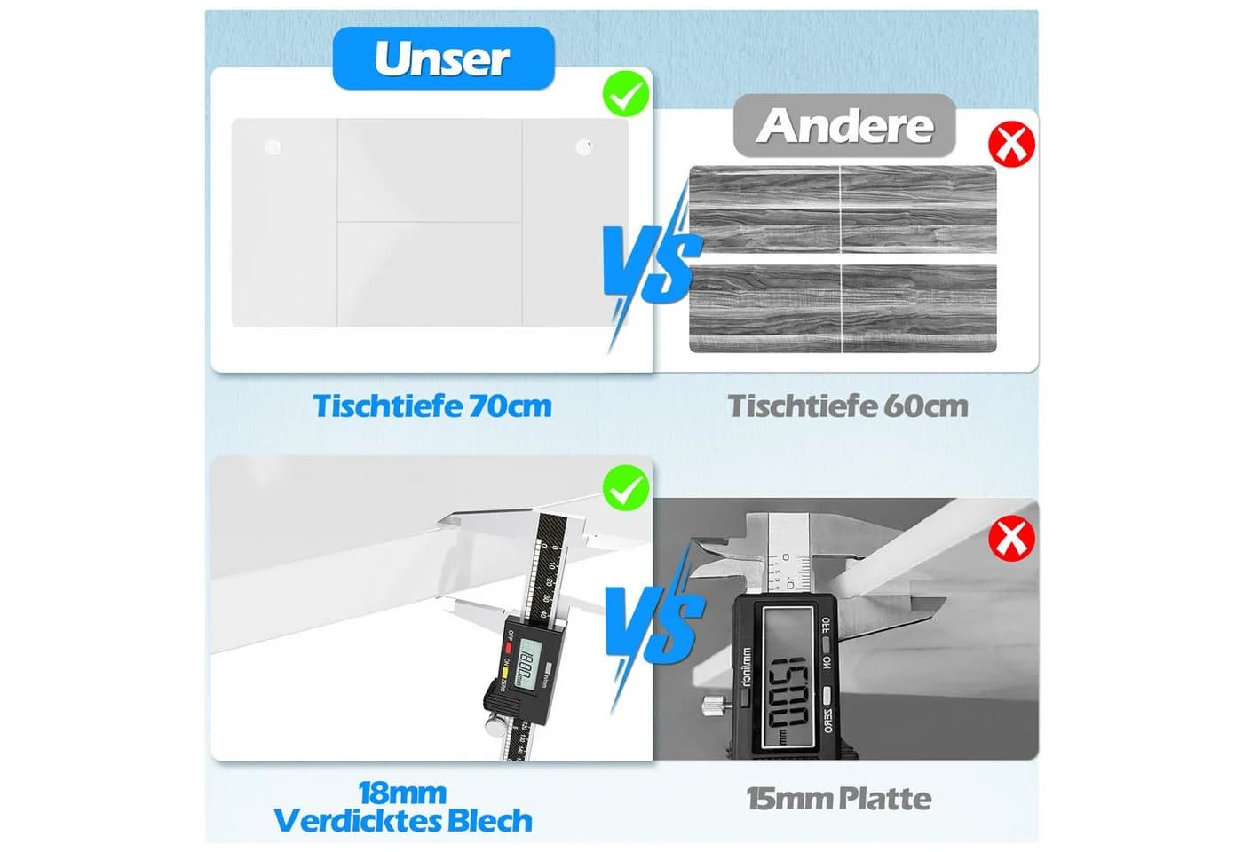 HOMALL Schreibtisch Höhenverstellbar Elektrisch Tischplatte Holzmaserung - Bild 4