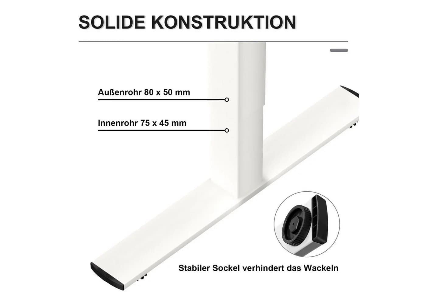 HOMALL Elektrisches Schreibtischgestell Höhenverstellbar Weiß 2 Motoren - Bild 5