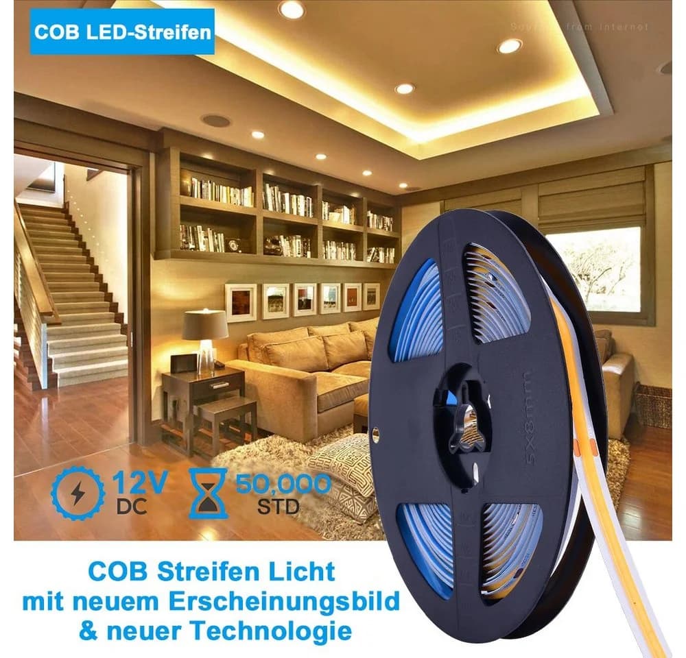 Rosnek LED Stripe COB Biegsam 12V für Schrank Regal - Bild 5