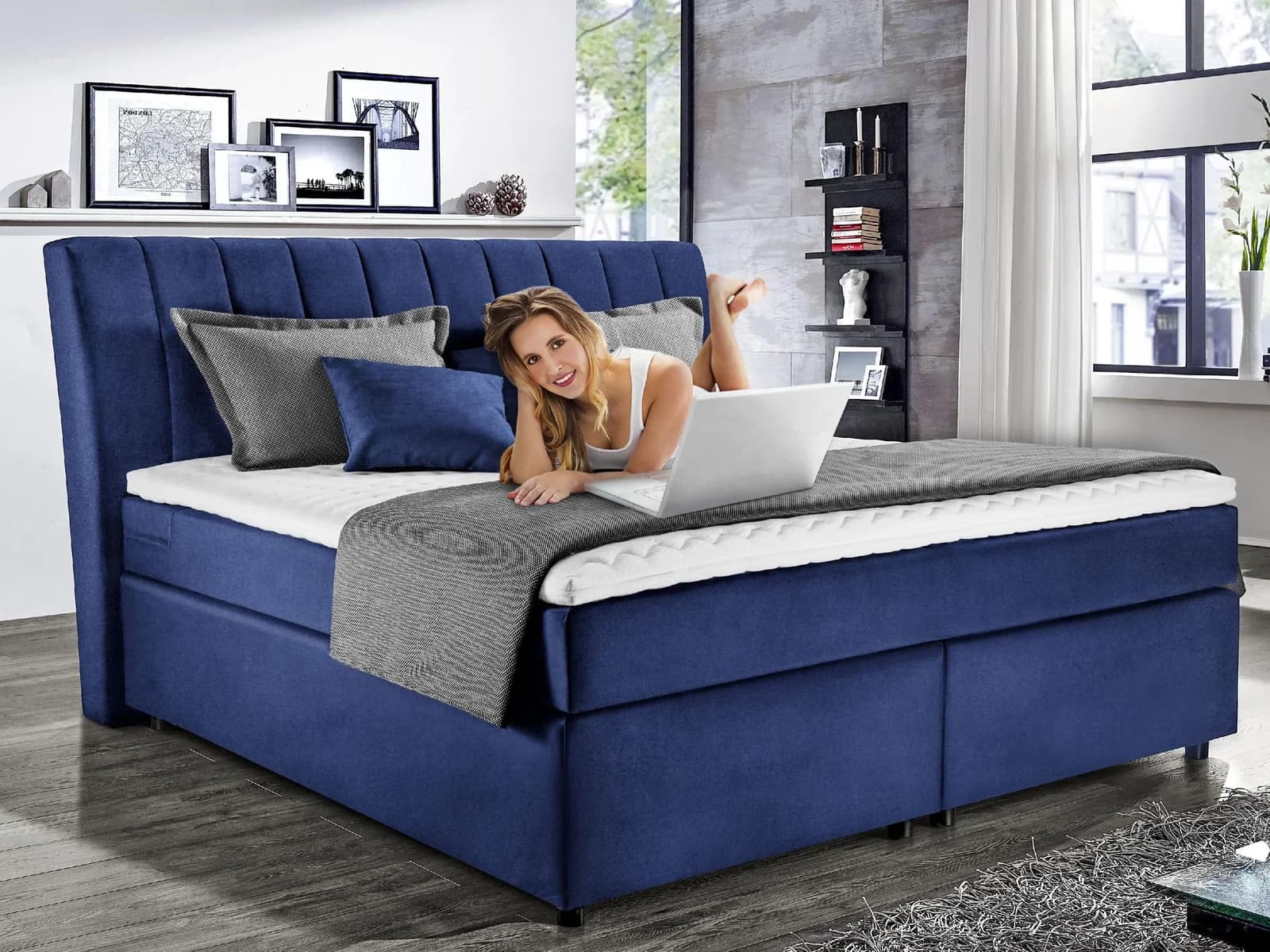 Boxspringbett vito BRILLANT Stoff Modern 180x200 cm