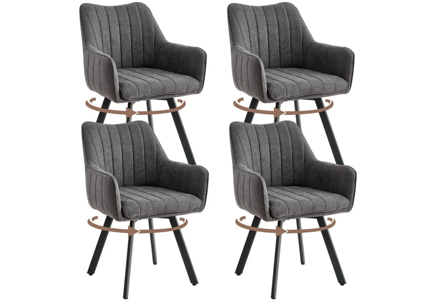 GrandCA HOME Esszimmerstuhl 4er-Set Leinen 360° Drehfunktion Gepolstert - Bild 2