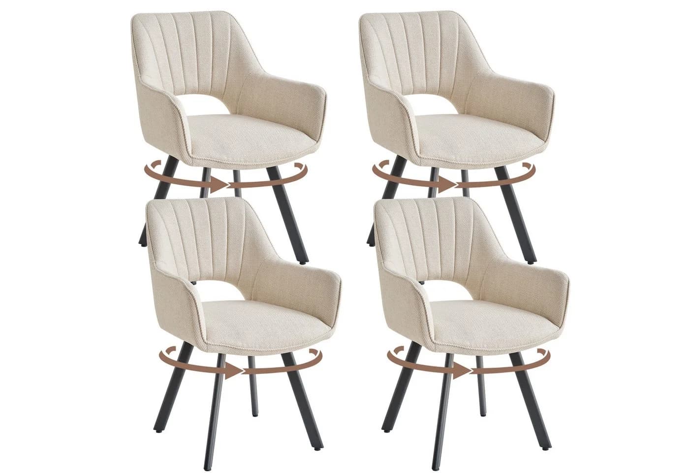 GrandCA HOME Esszimmerstuhl Nordisch Leinen Drehbar Beige (4er Set) - Bild 2