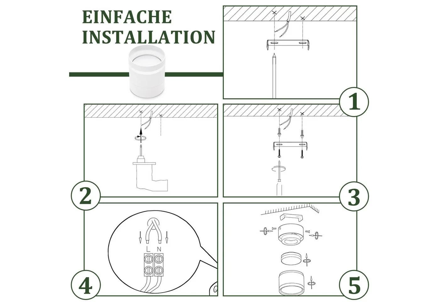 ZMH LED Deckenstrahler Weiß Rund 3000K 5W GX53 2er Set - Bild 4