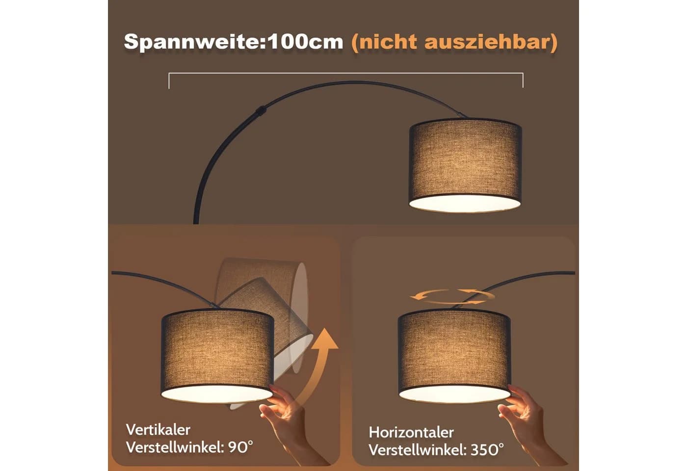 ZMH Stehlampe Bogenlampe Schwarz Eisenständer - Bild 3