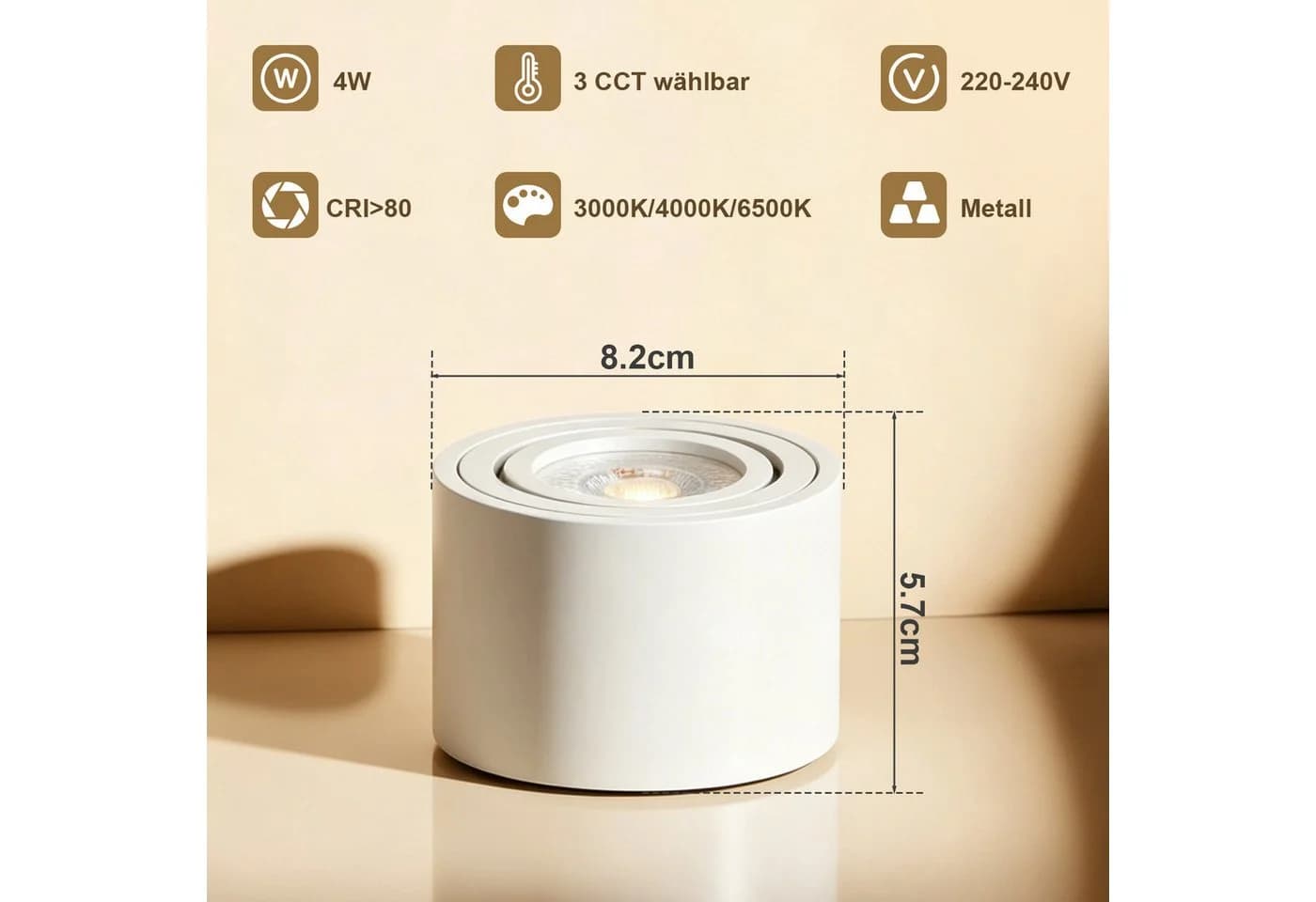 ZMH LED Einbaustrahler 4er-Set weiß dimmbar schwenkbar