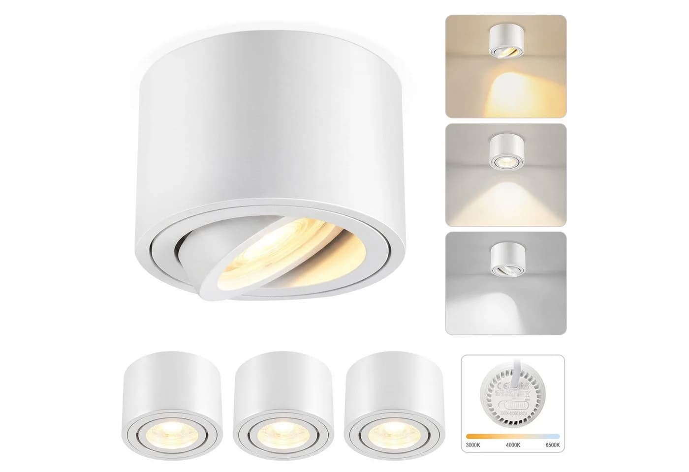 ZMH LED Einbaustrahler 4er-Set weiß dimmbar schwenkbar - Bild 2