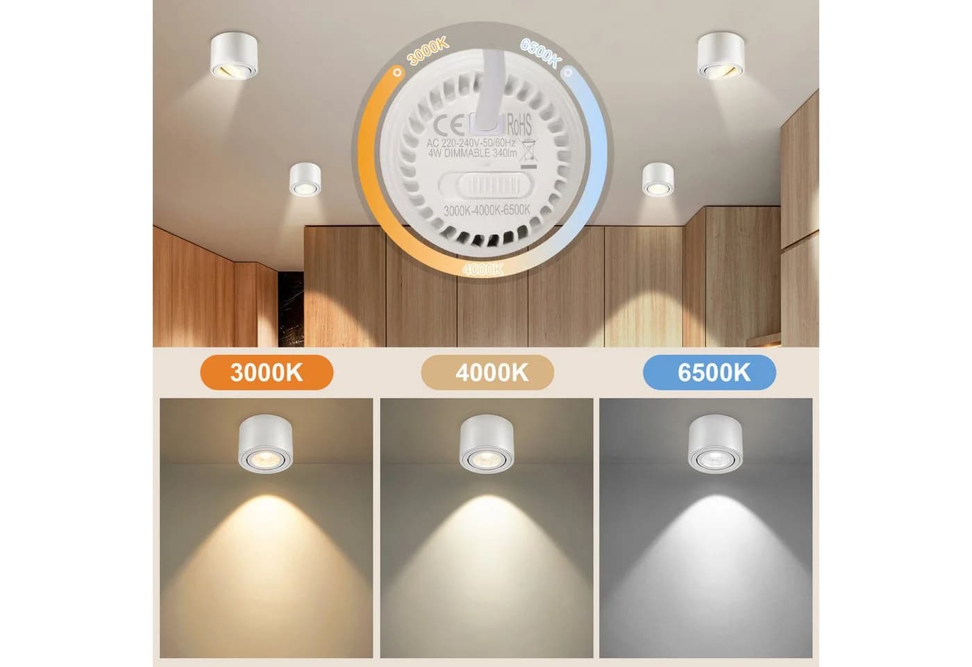 ZMH LED Einbaustrahler 4er-Set weiß dimmbar schwenkbar - Bild 3