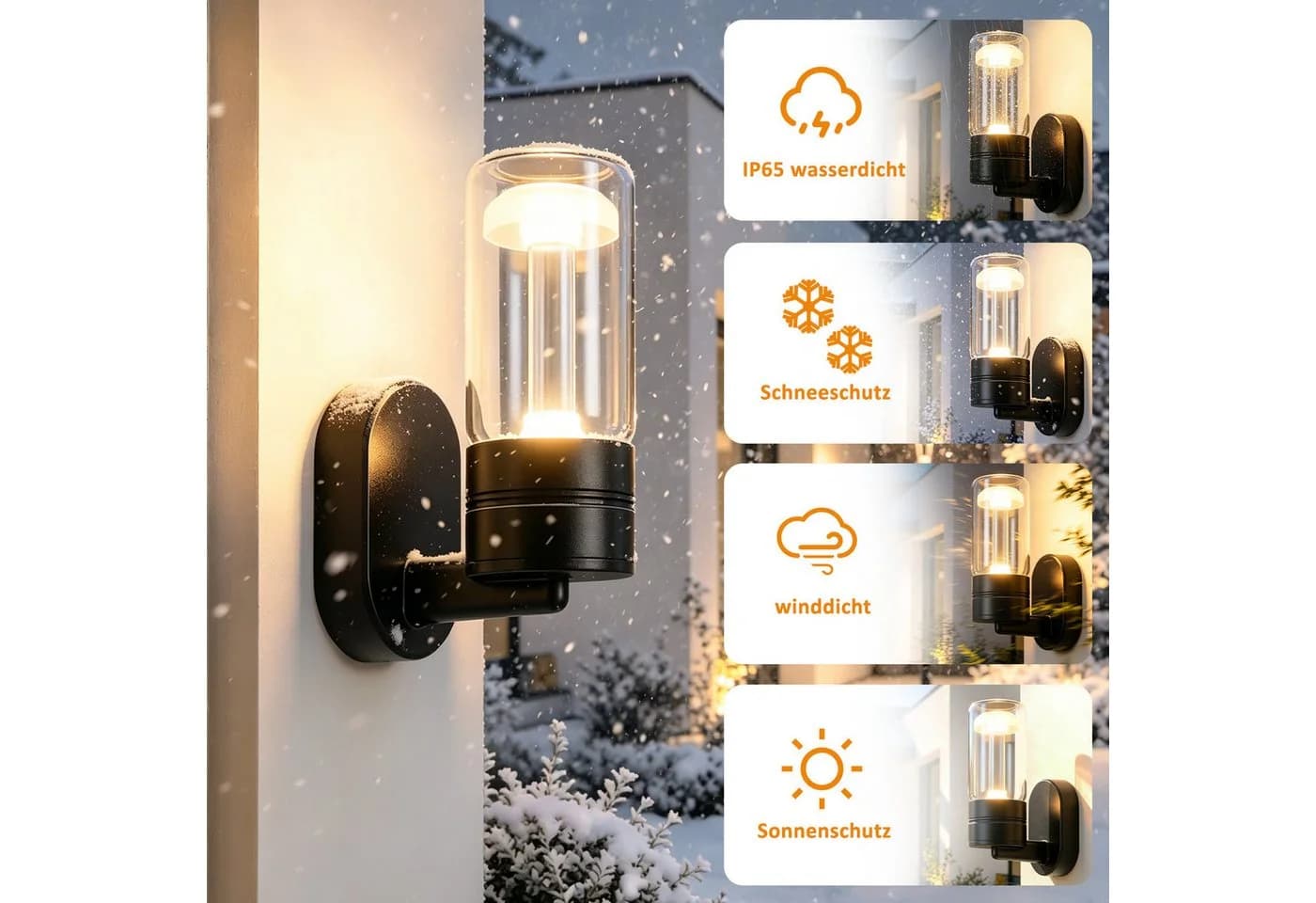 ZMH LED Außen-Wandleuchte Schwarz 10W Warmweiß 3000K - Bild 3