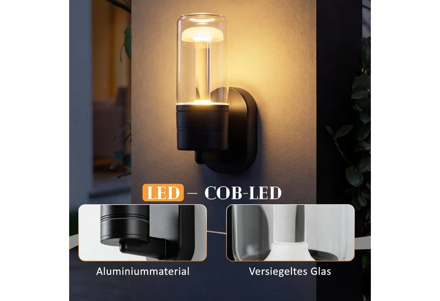 ZMH LED Außen-Wandleuchte Schwarz 10W Warmweiß 3000K - Bild 4
