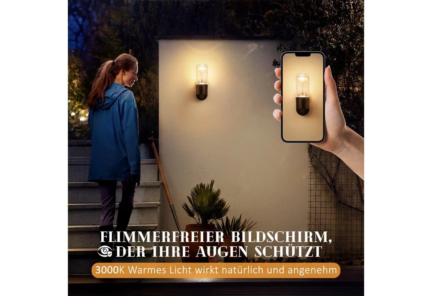 ZMH LED Außen-Wandleuchte Schwarz 10W Warmweiß 3000K - Bild 5